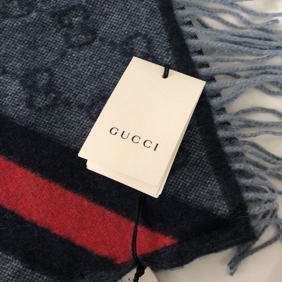 GUCCI Wool and Alpaca Fringed Scarf - Picture 3 of 5